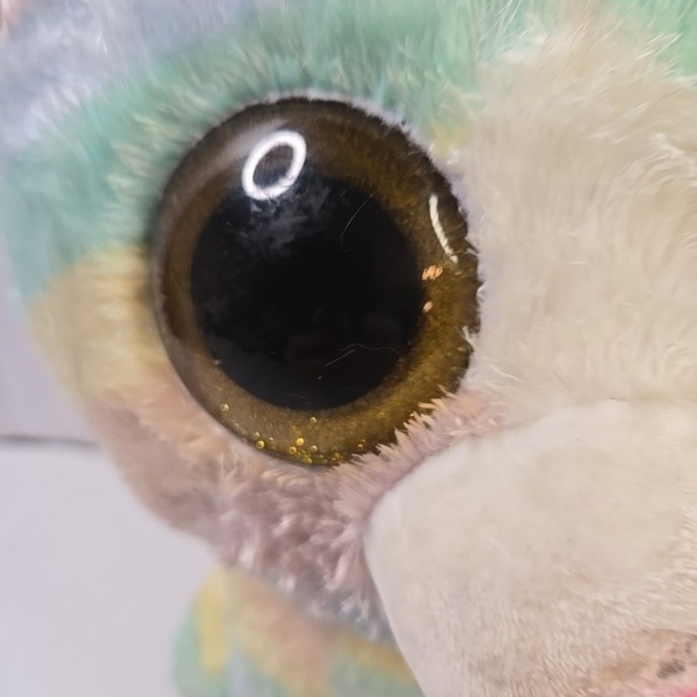 Ty Beanie Boos Heather Large Rainbow Cat Plush 17"2018 Blue Gold Glitter Eyes - Picture 15 of 16